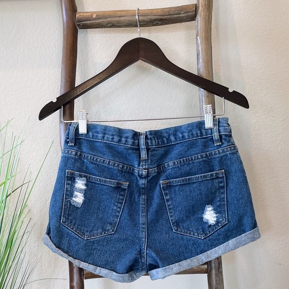High Rise Distressed Denim Shorts - Picture 2 of 2